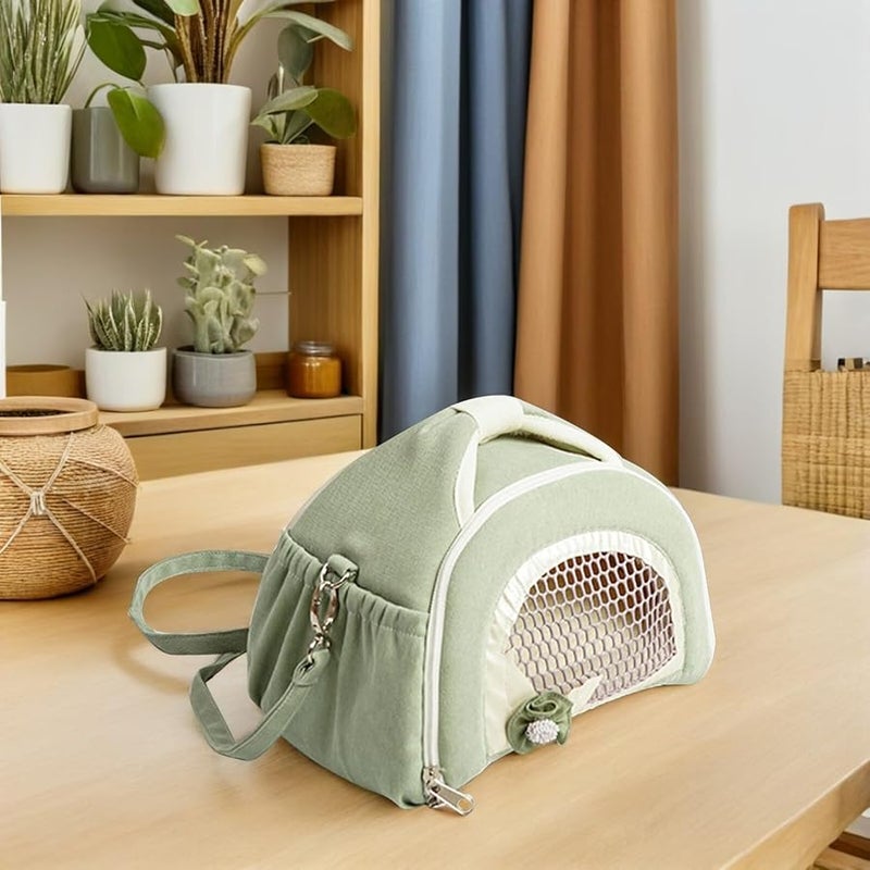 حقيبة النقل الخضراء القابلة للتنفس للحيوانات الأليفة الصغيرة: الهامستر والأرانب للسفر - Image 5